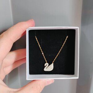 White Crystal swan necklace